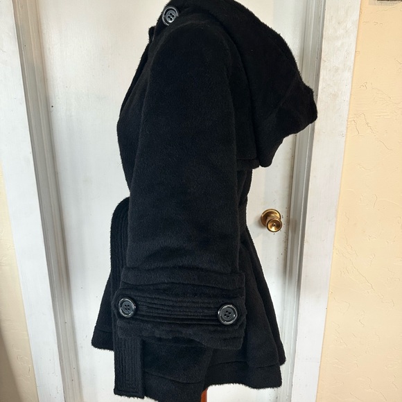 Christiane Celle Italian Wool Coat Silk Lining Hooded Robe Luxury Bell Sleeve 6 - Picture 5 of 10